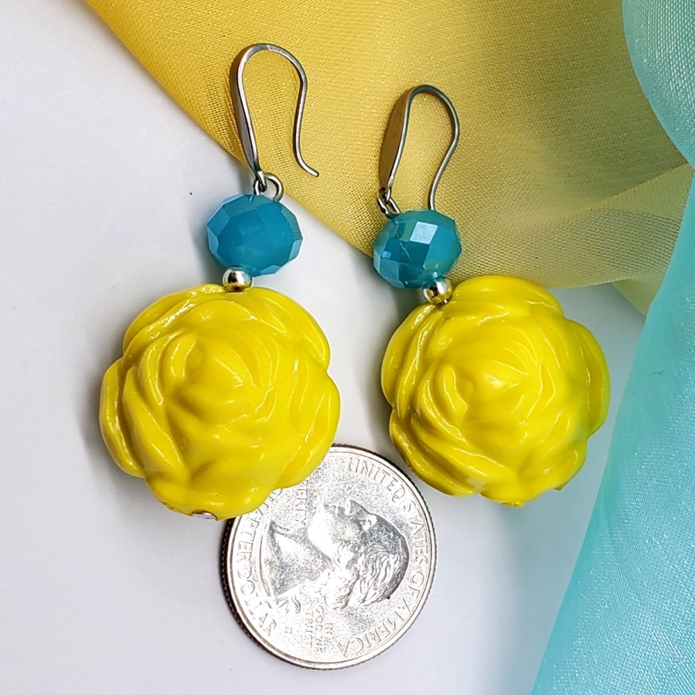 🇺🇦UKRAINIAN NATIONAL FLAG COLORS Silver Earrings - Picture 3 of 6